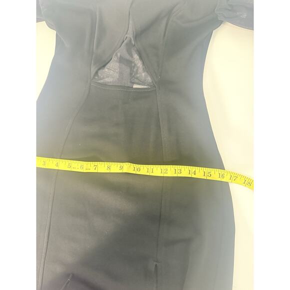 Vintage Caché Y2K Mesh Panel Bodycon Dress with Side Slit – Black, Size S - Picture 7 of 8